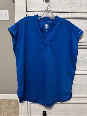 Healing Hands Blue Notch-Neck Medical Top